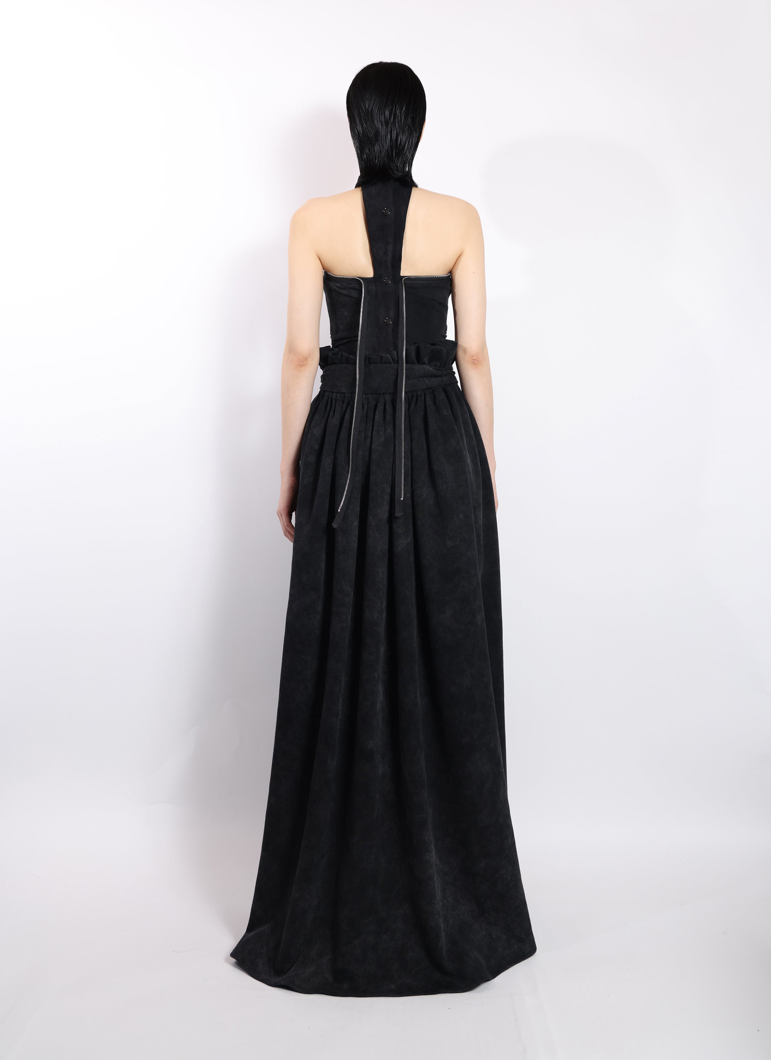Ruffle Waist Belted Skirt