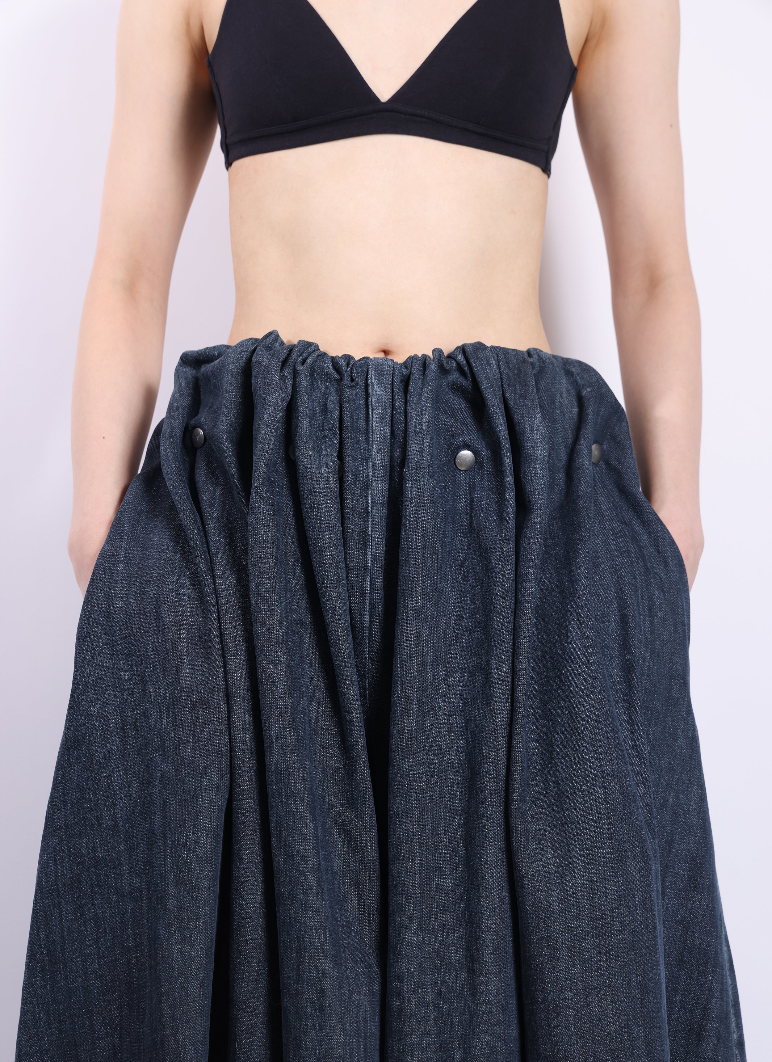 Ruffle Waist Snap Button Trousers