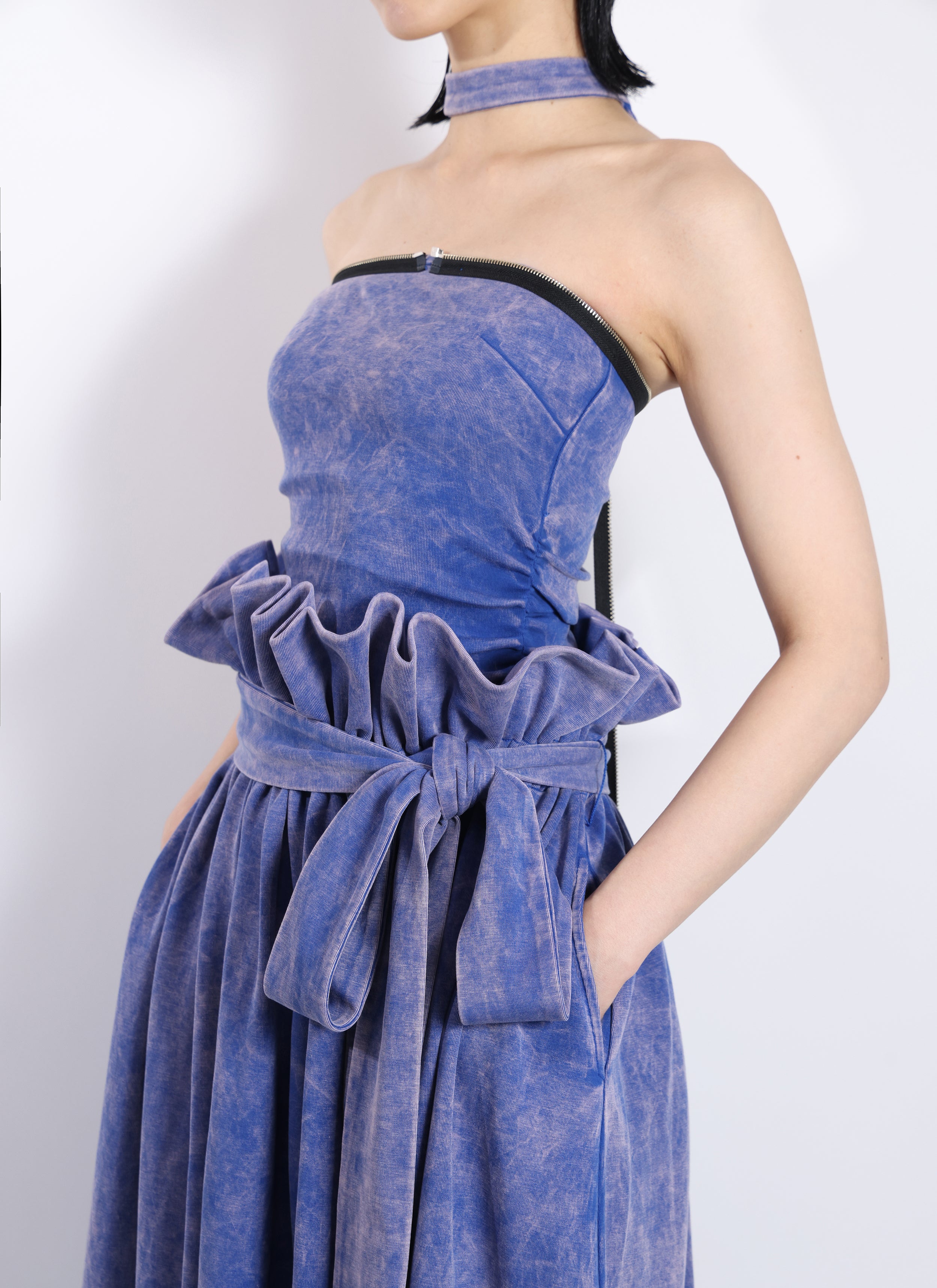 Ruffle Waist Belted Skirt
