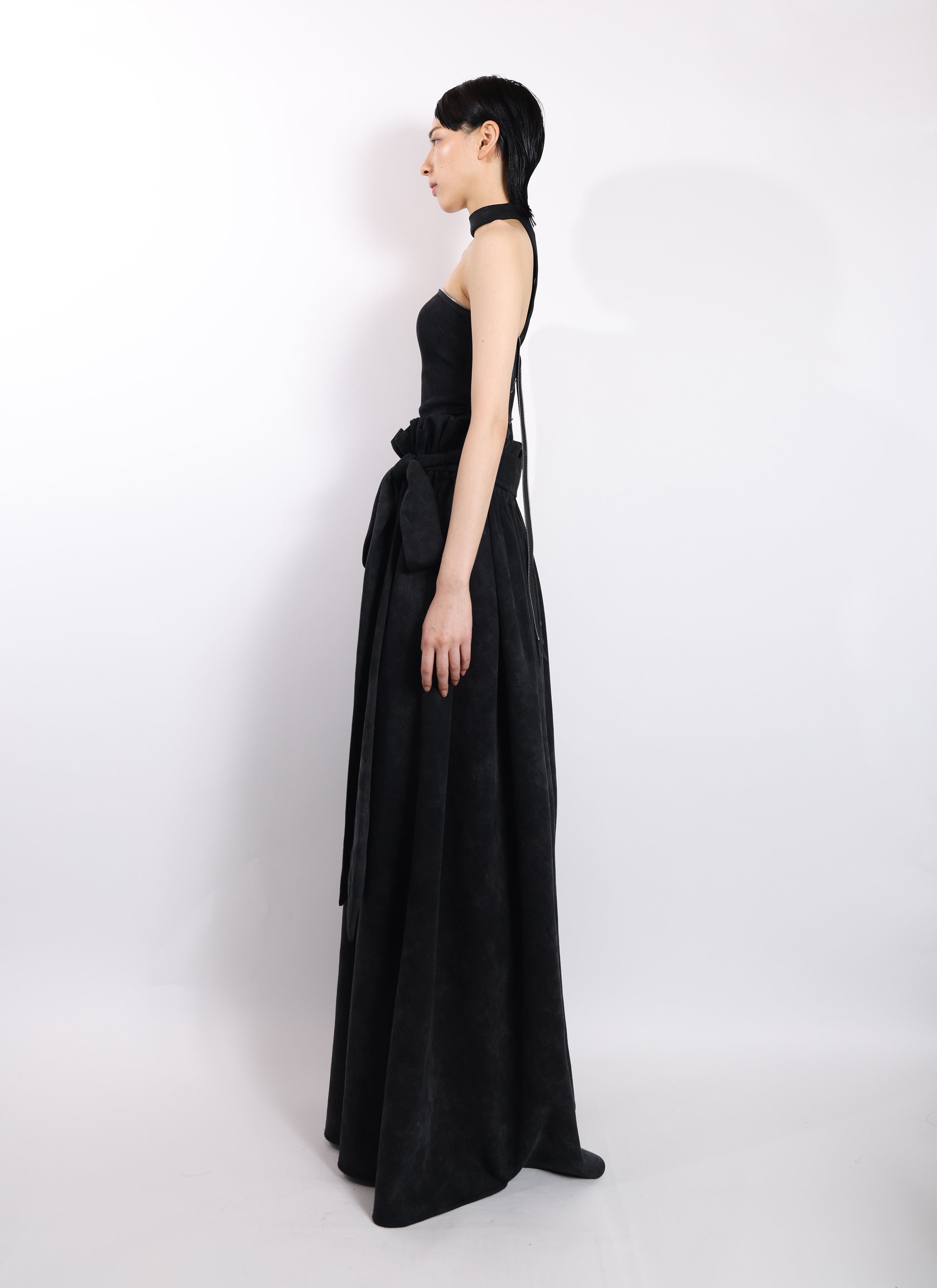 Ruffle Waist Belted Skirt