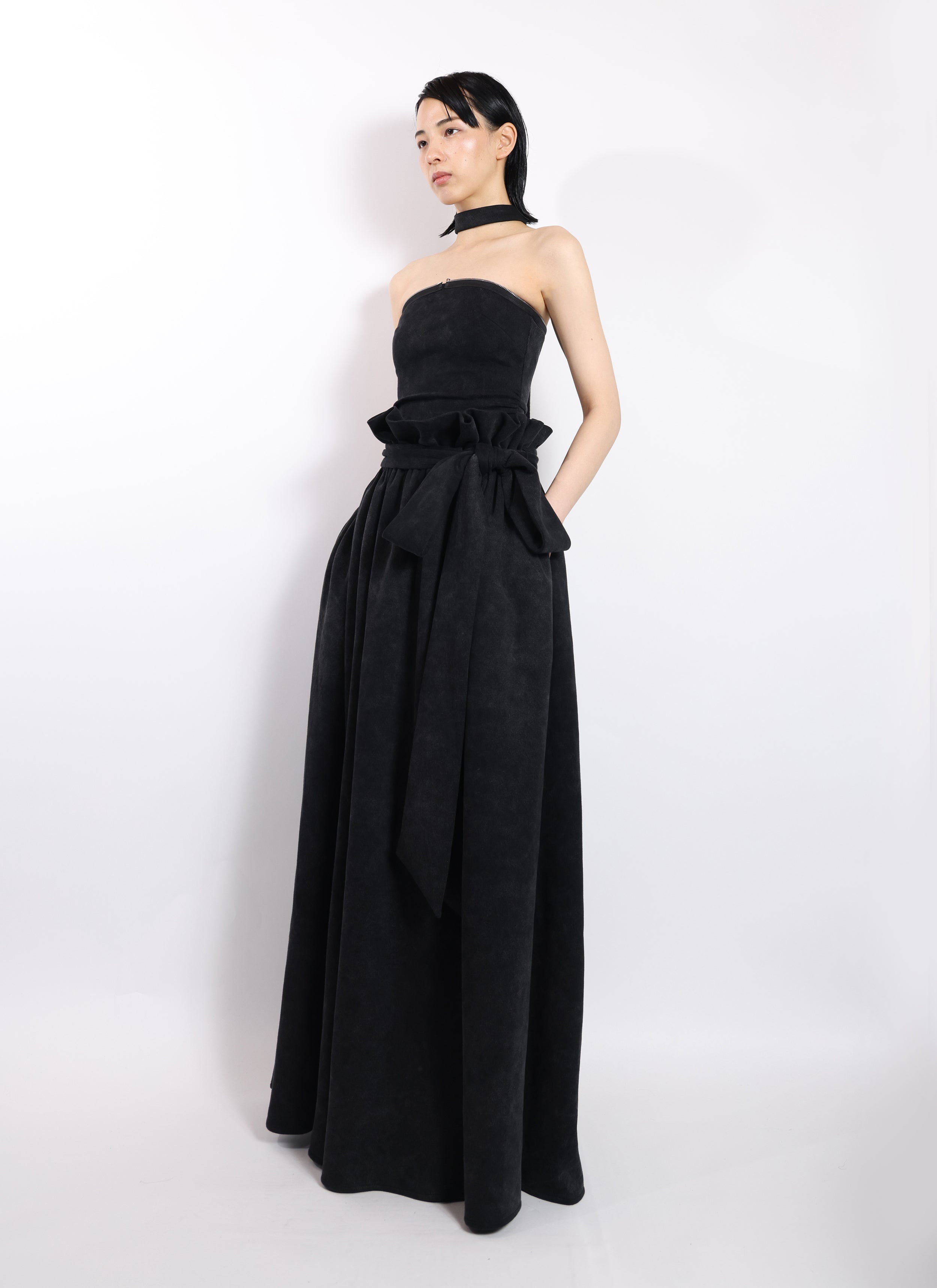 Ruffle Waist Belted Skirt