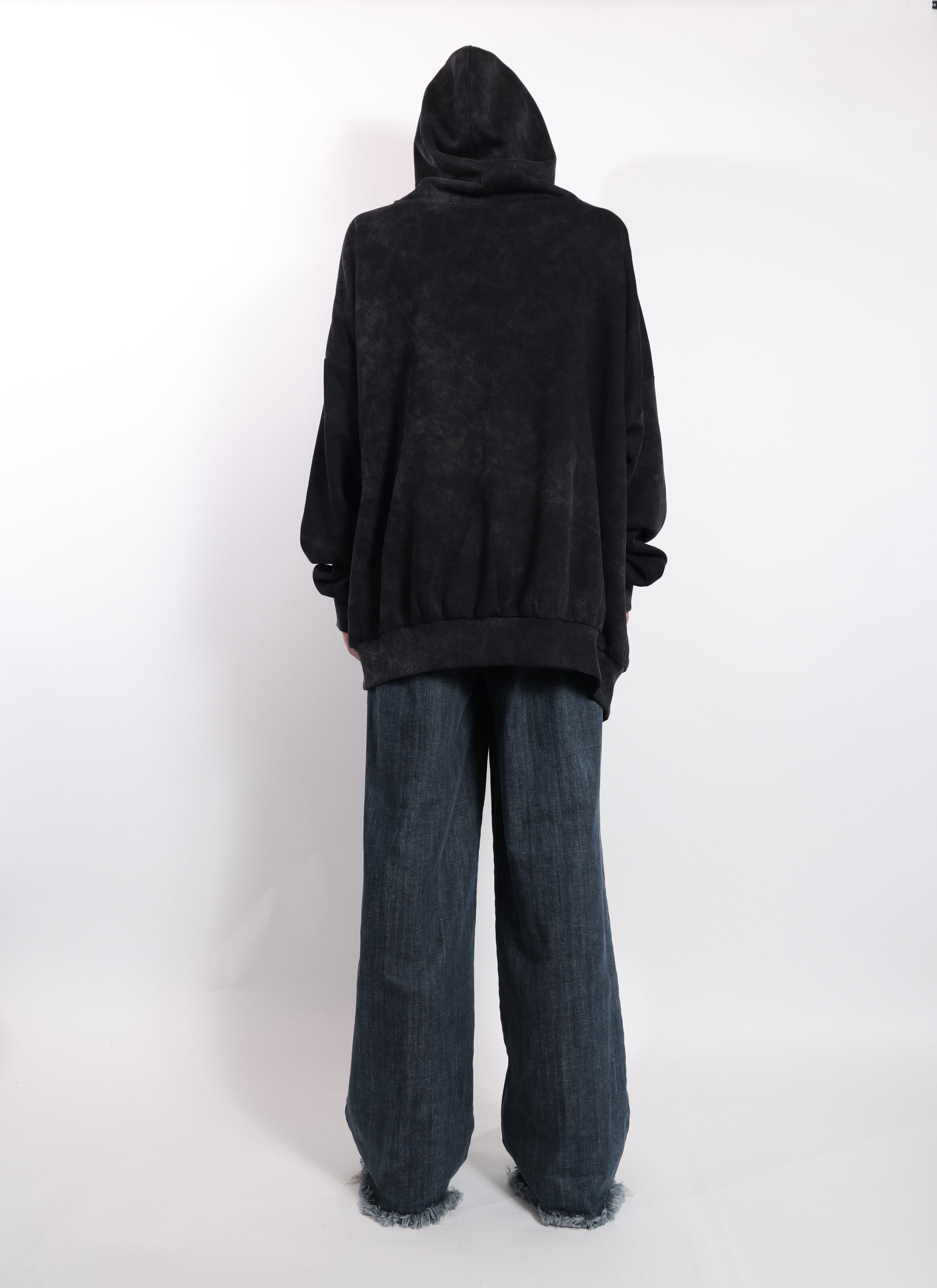 Front Ruffle V-Neck Sweatshirt