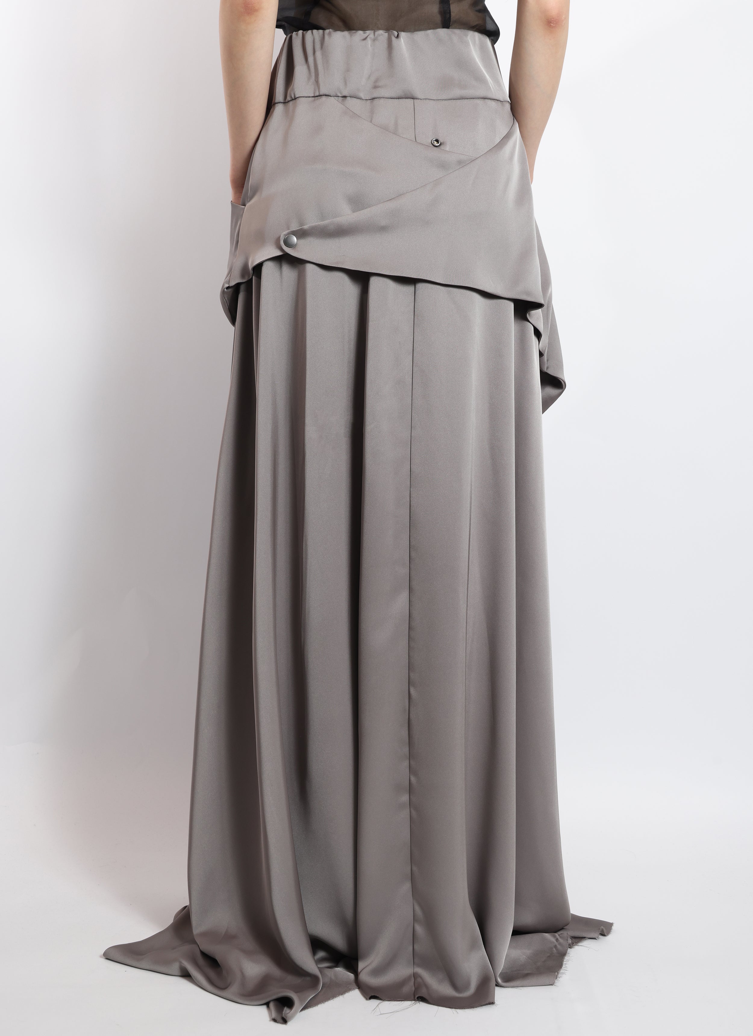 Blue Strip Long Overlap Skirt
