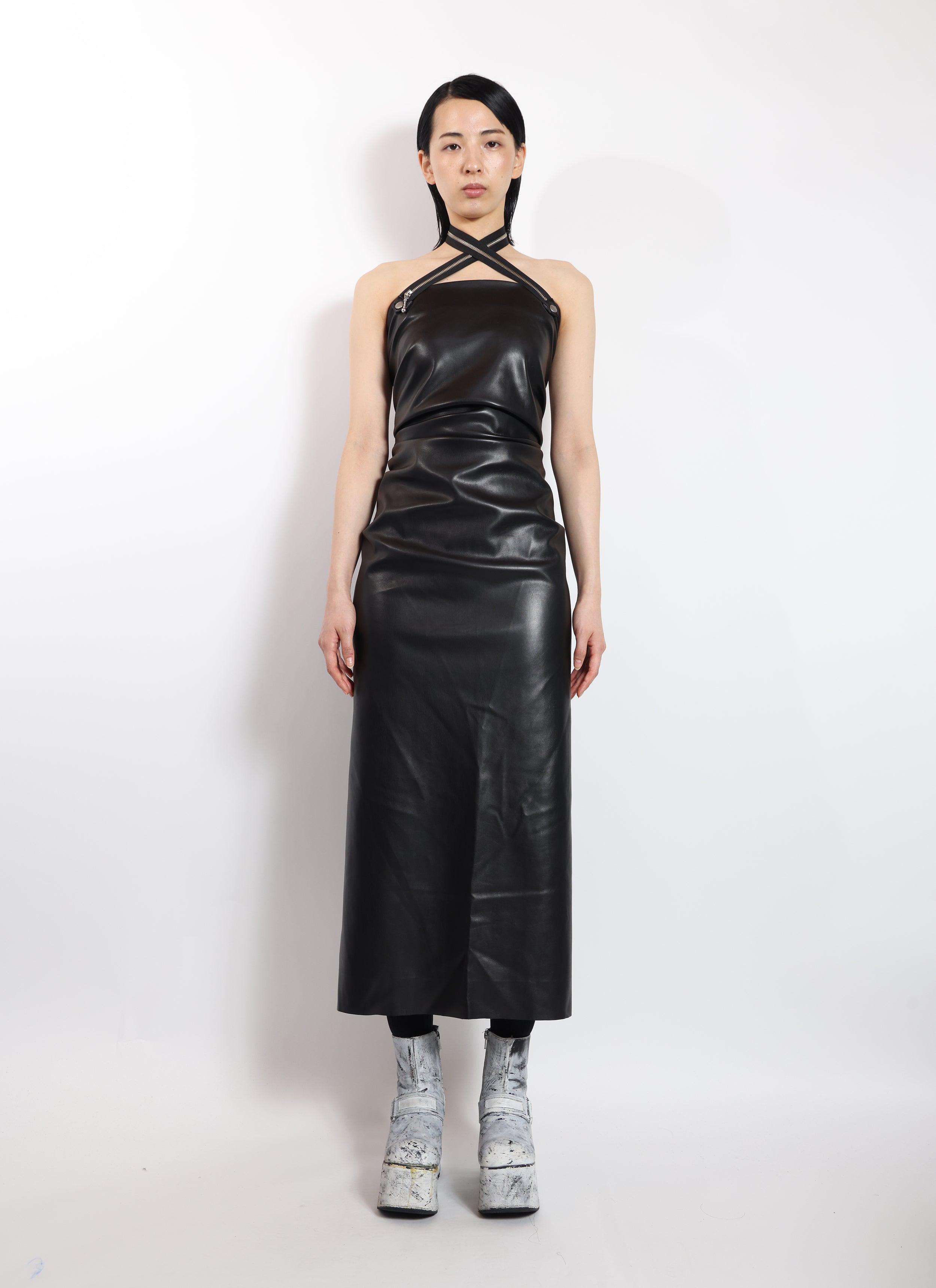 Zipper Strap Wrap Dress